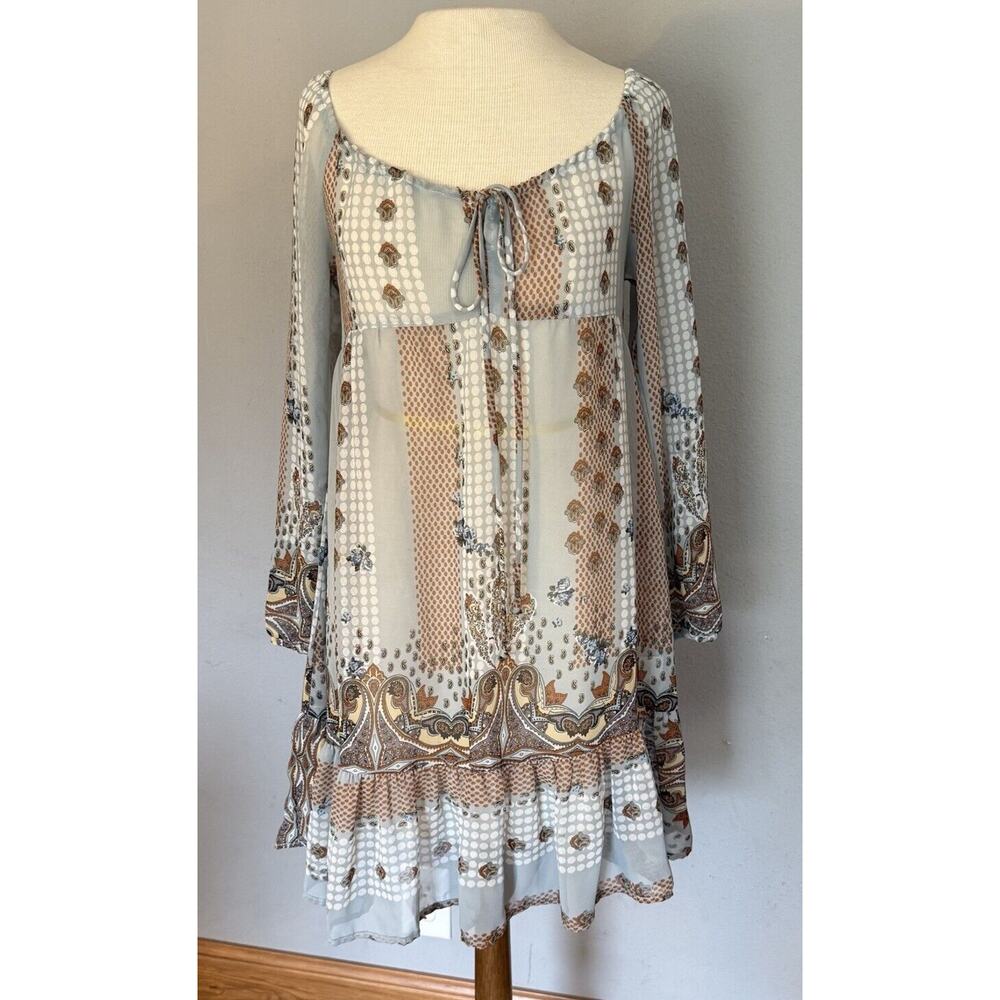 VTG Fire Los Angeles Dress Sz SMALL Boho Peasant Fairy Sheer‎ Festival Y2K Flowy
